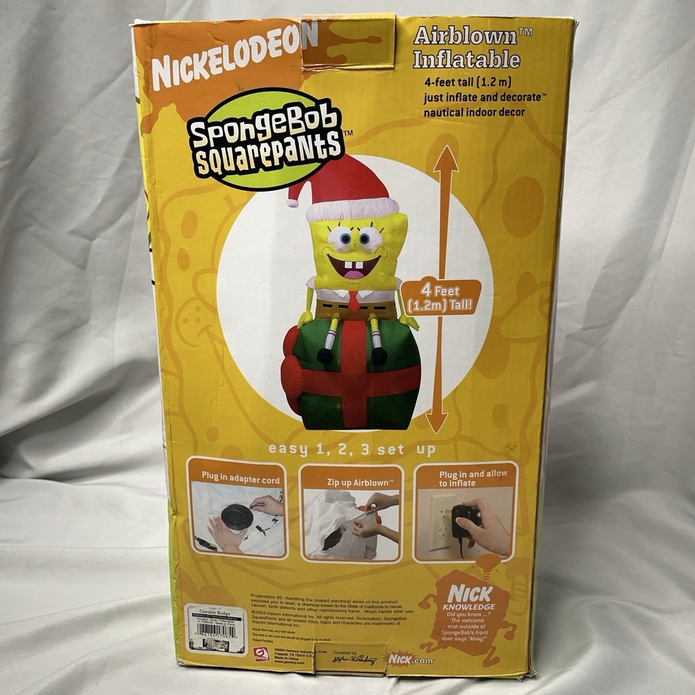 Gemmy 4 ft SpongeBob SquarePants Airblown Inflatable Christmas Yard Decor Y2K - Picture 2 of 5